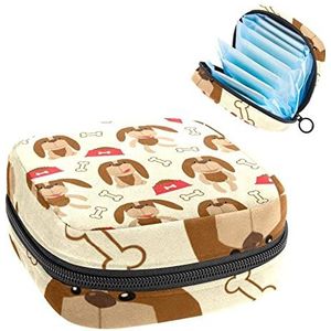 Maandverband Opbergtas, Menstruatie Cup Pouch Tampon Bag, Periode Pads Houder Organizer voor Vrouwen Meisjes, Leuke Hond Bone Patroon