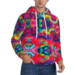 Ouyniei Kleur Tie Dye Heren Hooded Hoodie Jumper Sweatshirt Warme Jassen Lange Mouw Trui Hooded, Zwart, XS