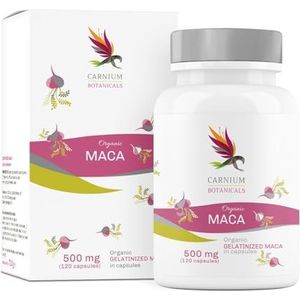 Carnium Botanicals Biologische Maca Capsules 500 mg - Zeer effectieve Peruaanse Maca voor Mannen & Vrouwen - Veganistisch, Glutenvrije Formule - 120 Capsules