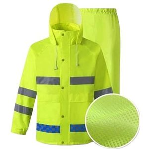 Fluorescerend Vest Waterdicht reflecterend pak, veiligheidsjack waterdichte broekpak 2-delige overalls met zakken Reflecterend Harnas (Color : Yellow, Size : XXL)