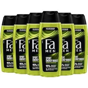Fa MEN Sport Double Power, Power Boost Body & Hair (6 x 250 ml) 3-in-1 formule voor lichaam, haar en gezicht, activeer je lichaam, geest en zintuigen met de verfrissende geur van Guarana & ginseng