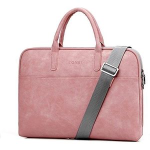 j.qmei Mode PU Lederen Laptop tassen voor vrouwen 13 13.3 14 15 15.6 inch casual draagbare waterdichte Notebook tas mannen (15.6 inch, roze)