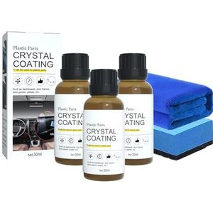 Crystal Coating voor auto-kunststofonderdelen, Crystal Coating Refurbish Agent voor interieur en exterieur, met spons en doekje (3 Pcs)