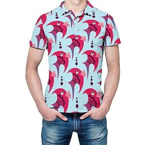 Roze Cartoon Fish Heren Korte Mouw Shirt Golf Shirts Regular-Fit Tennis T-Shirt Casual Business Tops