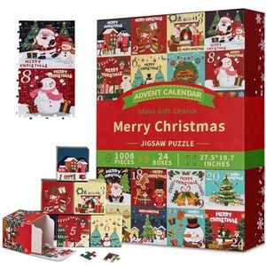 Adventskalender 2024 Puzzel, Kerstpuzzels 1008PCS voor Kinderen Volwassenen kerst Speelgoed 24 dagen Kalender Aftellen Advent Puzzel in 24 Dozen