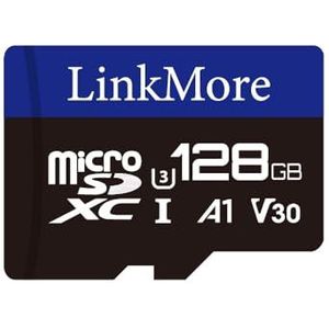 LinkMore 128 GB Micro SDXC-kaart voor Nintendo-Switch, A1, UHS-I, U3, V30, Klasse 10 compatibel, leessnelheid tot 95 MB/s, schrijfsnelheid tot 45 MB/s, inclusief SD-adapter
