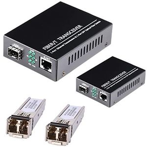 Een Paar Vezelzendontvanger, 1.25G/s Bidi Gigabit Multi-Mode SFP Ethernet Media Converter met 2PCS LC Dual Module Inbegrepen, 10/100/1000Base-Tx aan 1000Base-SX SMF RJ45 naar SFP Slot tot 550M