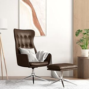 Prolenta Premium - Relax stoel met voetensteun kunstleer bruin glans