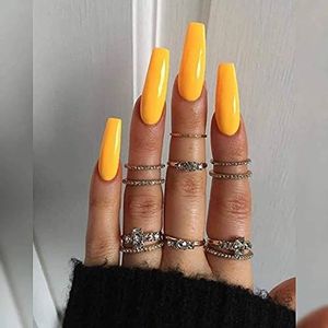 Coffin False Nails Long Ballerina Fake Nails Nude Pure Color Acrylic Press on Nails Full Cover Stick on Nails 24pcs for Women and Girls