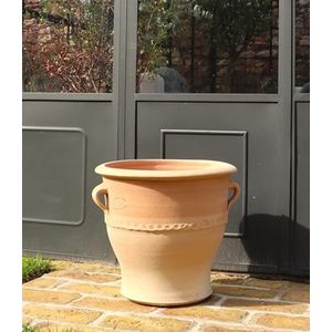 100% handgemaakte terracotta plantenbak, roze, 40 cm, uit Griekenland, exclusieve en natuurlijke sfeer voor je tuin en huis