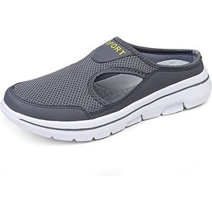 Atletische wandelschoenen, comfortabele ademende ondersteunende sportsandalen, mesh-sneakers instapper orthopedische pantoffels for heren dames (Color : Dk-grey, Size : 41 EU)