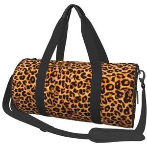 Luipaard Print, grote capaciteit reizen plunjezak ronde handtas sport reistas draagtas fitness tas, zoals afgebeeld, Eén maat
