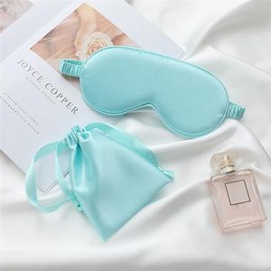 Oogmasker om te slapen geïmiteerd zijde slaap oogmasker reizen slapen oogschaduw oogbedekking dutje ooglap blinddoek patch rest snurken met draagtas tas (vers groen)
