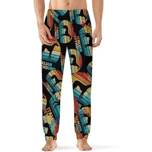 Retro Italiaanse Greyhound heren pyjama broek zachte lange pyjama broek elastische nachtkleding broek M