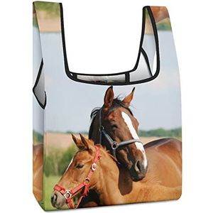 Lovers Horse herbruikbare boodschappentassen opvouwbare boodschappentassen grote opvouwbare draagtas met lange handgrepen