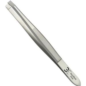 Cilienpincete rechte punt - 9,0 cm lang van roestvrij staal - met gekartelde handgreep voor betere grip