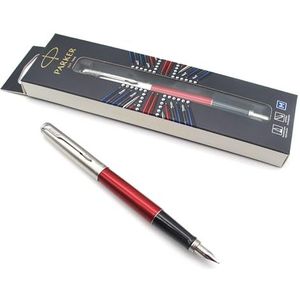 Parker Jotter RVS Vulpen - Kensington Red Lacquer - Medium Penpunt - London Edition