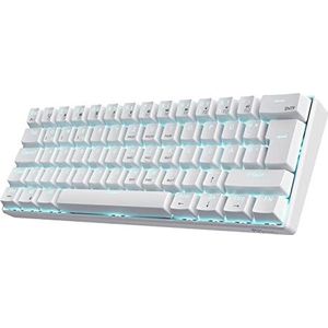 RK ROYAL KLUDGE RK61-DE 60% Bluetooth/bedraad, 2,4 GHz draadloos mechanisch toetsenbord, 61 toetsen, hot-swap-compatibele blauwe toetsen, gaming-toetsenbord voor Win/Mac, wit, QWERTZ Duitse lay-out
