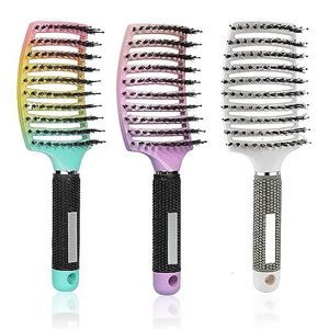 Haarborstelset, 3 stuks krullende peddelhaarborstel met wildzwijnharen voor vrouwen, ontwarren van dik haar, geventileerd voor sneller drogen