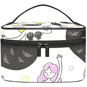 Zeemeermin patroon make-up organizer tas, reismake-up tas organizer case draagbare cosmetische tas voor vrouwen en meisjes toiletartikelen, Meerkleurig, 22.5x15x13.8cm/8.9x5.9x5.4in