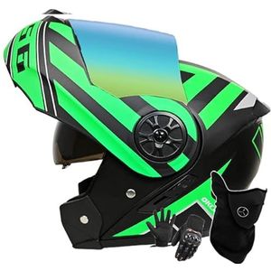 Motorhelm Systeemhelm Modulaire Helm Geïntegreerde Motorhelm Met Dubbel Vizier DOT/ECE-Gecertificeerde Bromfiets-Scooterhelm Voor Volwassenen Dames Heren M,L/59-60CM
