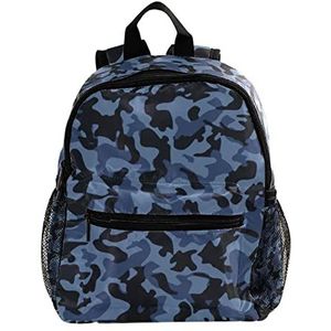 Blauwe Zwarte Multicam Camouflage Textuur Leuke Mode Mini Rugzak Pack Bag, Meerkleurig, 25.4x10x30 CM/10x4x12 in, Rugzak Rugzakken