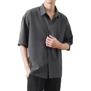 Mannen Lente Zomer Dunne Shirt Mannen Business Luxe Losse Solid Shirt, Gray9, S