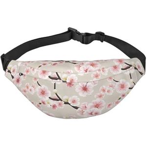 Roze kersenbloesems geschikt voor sport, hardlopen, reizen, outdoor bodyypacks, uniseks heuptas voor heren en dames, Roze kersenbloesem, Eén maat, Fietsrugzak