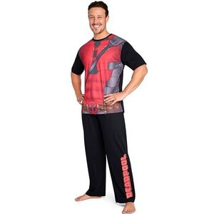 Marvel Deadpool en Wolverine heren pyjamaset, zachte, comfortabele pyjama's loungewear - cadeaus voor mannen, Zwart/Rood Deadpool, M
