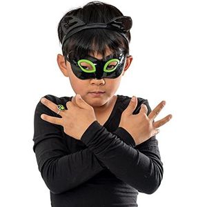 Rubies Cat Noir Accessoireset voor jongens en meisjes, oogmasker, hoofdband met oren en ring, officiële Miraculous Ladybug voor carnaval, Halloween, Kerstmis en verjaardag
