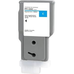 Met chip met pigmentinktcartridge PFI320 Compatibel for C-anon PFI-320 PFI 320 iPF TM-200 iPF TM-205 iPF TM-300 iPF TM-305(Cyan)