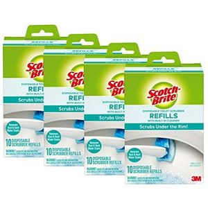 Scotch-Brite Disposable Toilet Scrubber Refills, Disposable Refills with Built-in Bleach Alternative, 40 Disposable Refills