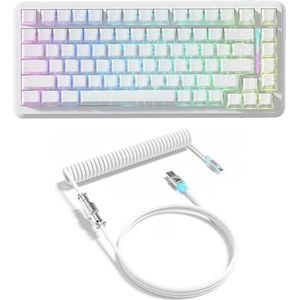 ATTACK SHARK X82PRO HE 75% Draadloos Rapid Trigger Magnetisch Toetsenbord, 8000 Bedraad Gamingtoetsenbord, Hall Effect-schakelaars met Instelbare Activeringspunt, QWERTY, C01 RGB Spiraalkabel -Wit