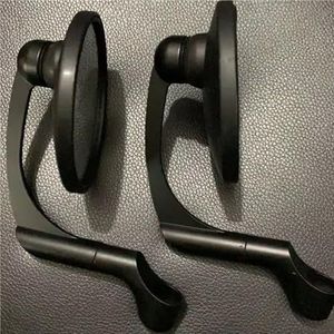 Motorfiets achteruitkijkspiegel Retro ronde motorfiets achteruitkijkspiegel gebogen staaf zilveren reflector bolle stuuruiteinde spiegels universeel Spiegel motorfiets(Black)