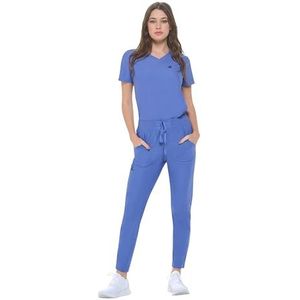 Natural Uniforms Ultra Stretch Form Fitting Womens Scrub Set (Ceil Blue, Small)