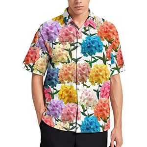 Kleurrijke Phlox Hawaiiaanse Shirt Voor Mannen Zomer Strand Casual Korte Mouw Button Down Shirts met Pocket