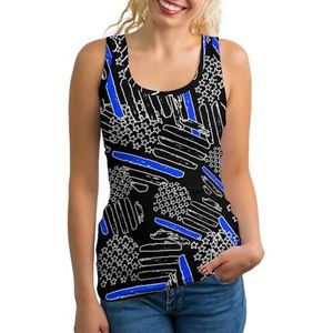 Love Blue Line USA Vlag Hart Lichtgewicht Tank Top voor Vrouwen Mouwloze Workout Tops Yoga Racerback Running Shirts 2XL