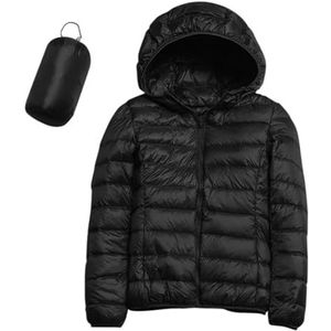 Dames Donsjack, Lichtgewicht, Opvouwbaar Overgangsjack, Warme Winterjas, Polythermische Voering Met Zakken(Noir,XXL)