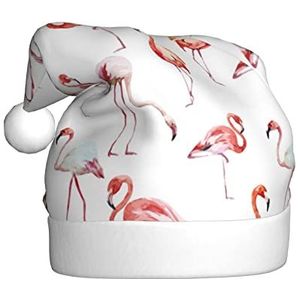 WURTON Schilderij Flamingo Print Kerst Kerstman Hoed, Kerstman Hoed Unisex Volwassen Xmas Kostuum Accessoire Feest