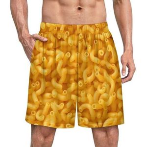 Macaroni en kaas grappige pyjama shorts voor mannen pyjamabroek heren nachtkleding met zakken zacht