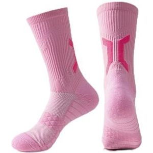 YIJIANUO 1/3 Paar Professionele Heren Basketbal Sokken Met Dikke Handdoek Bodem Ademend Sport Sokken Mannen Lange Badminton Sokken, 1 paar roze, 38-44
