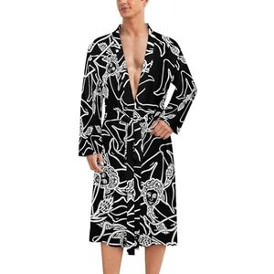 Siciliaanse Trinacria badjas voor heren, zachte badjas, pyjama, nachtkleding, loungewear, ochtendjas met riem, 2XL