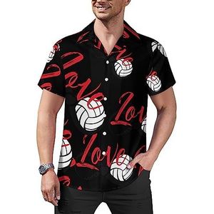 Volleyballiefhebber casual overhemden met knopen voor heren, korte mouwen, Cubaanse kraag, T-shirts, tops, Hawaiiaans T-shirt, 4XL