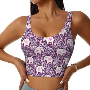 Bloemen-Olifant Print Comfortabel Vrouwen Sport Vest Yoga Workout Vest voor Vrouwen Lichtgewicht Zomer, Zwart, S