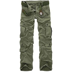 DaiHan Heren effen cargobroek vintage cargobroek broek multi-tas army overalls, B-stijl, 31W