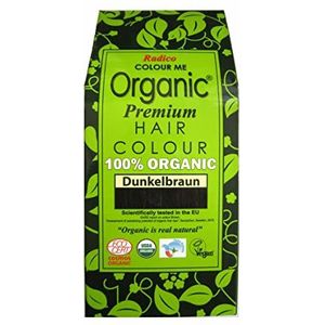 Radico Colour Me Biologische plantaardige haarverf, donkerbruin, van ayurvedische kruiden, vrij van ammoniak en waterstofperoxide, ook voor grijs haar, 2 x 100 g