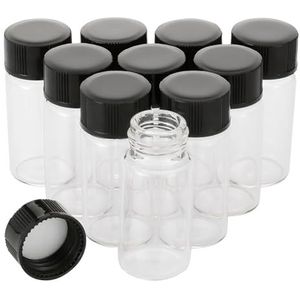 Glasklare Probenflaschen, Schraubverschluss, Laborfläschchen, Flüssigkeitsauffangbehälter für ätherische Öle, Kunststoffdeckel, 10 Stück