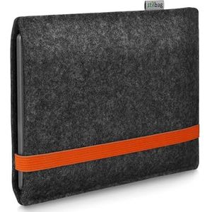 Stilbag EBook Leon Leon voor Pocketbook Basic Lux 3 | Kleur: antraciet/oranje | eBook reader-tas van vilt | e-reader-beschermhoes | ebook readertas Made in Germany