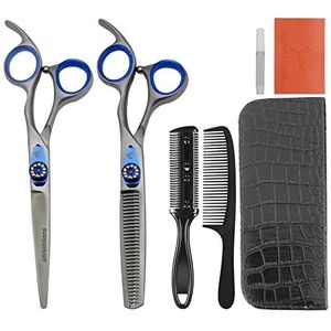 7 stks Haar snijpakket Barber Shears 6.0 inch Professionele Hardenschaar Kit Barber Accessoires Salon Razor Edge Haar Snijden Schaar Schaars voor Kapper salon haarclips