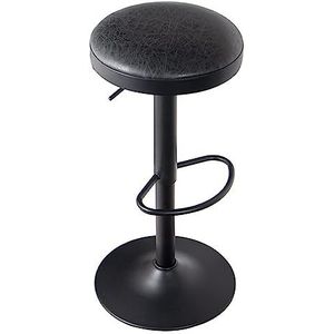 Barkrukken Keukenkrukken Draaibare Barkruk Japanse Stijl Lift Bar Stoel Thuis Keuken Ontbijt Ronde PU Lederen Barkruk Met Voetensteun Barstoelen Hoge Krukken(Black)